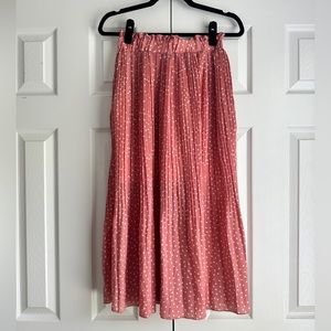Pleated Polka Dot Midi Skirt - S